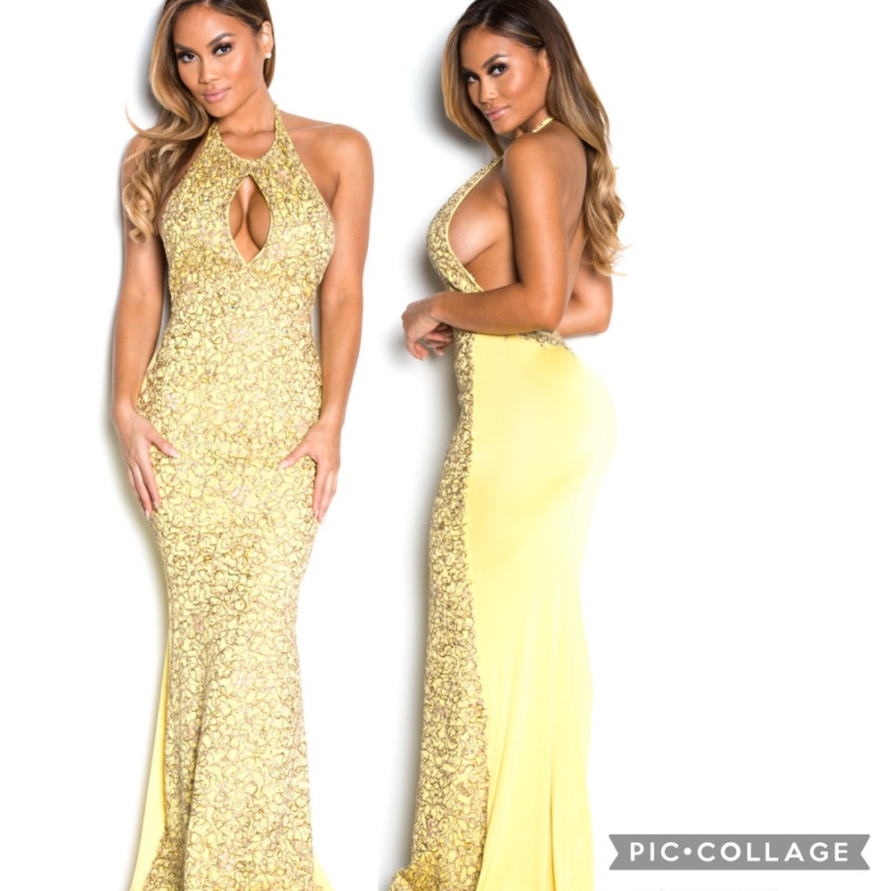 Holt embellished yellow gown - small